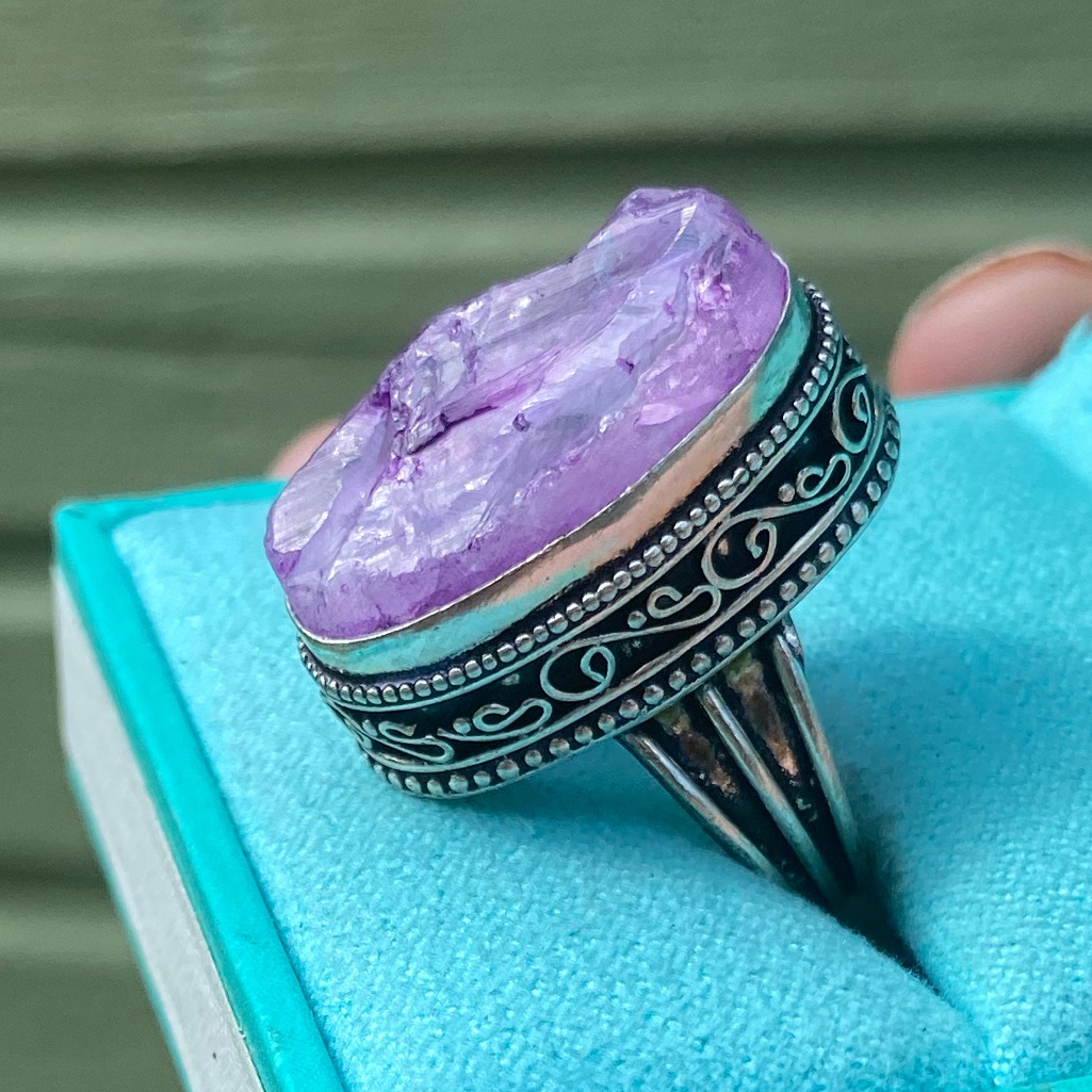 Rough Amethyst Sterling Silver Handcrafted Ring Size 7 39$